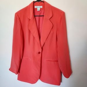 Vintage Y2K Stephanie Andrews Orange Silk blazer Office Career Church Spring